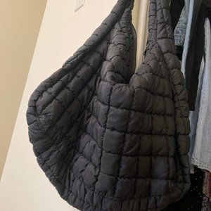 Oversize Quilted Shoulder Black Bag